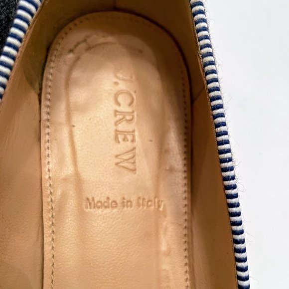 J. Crew Charlie Loafers in Gray Wool Flannel with Black Patent Tassels Sz. 6.5 - Picture 6 of 10